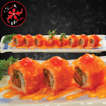 CUỐN CÁ HỒI PHỦ TRỨNG TOBIKO